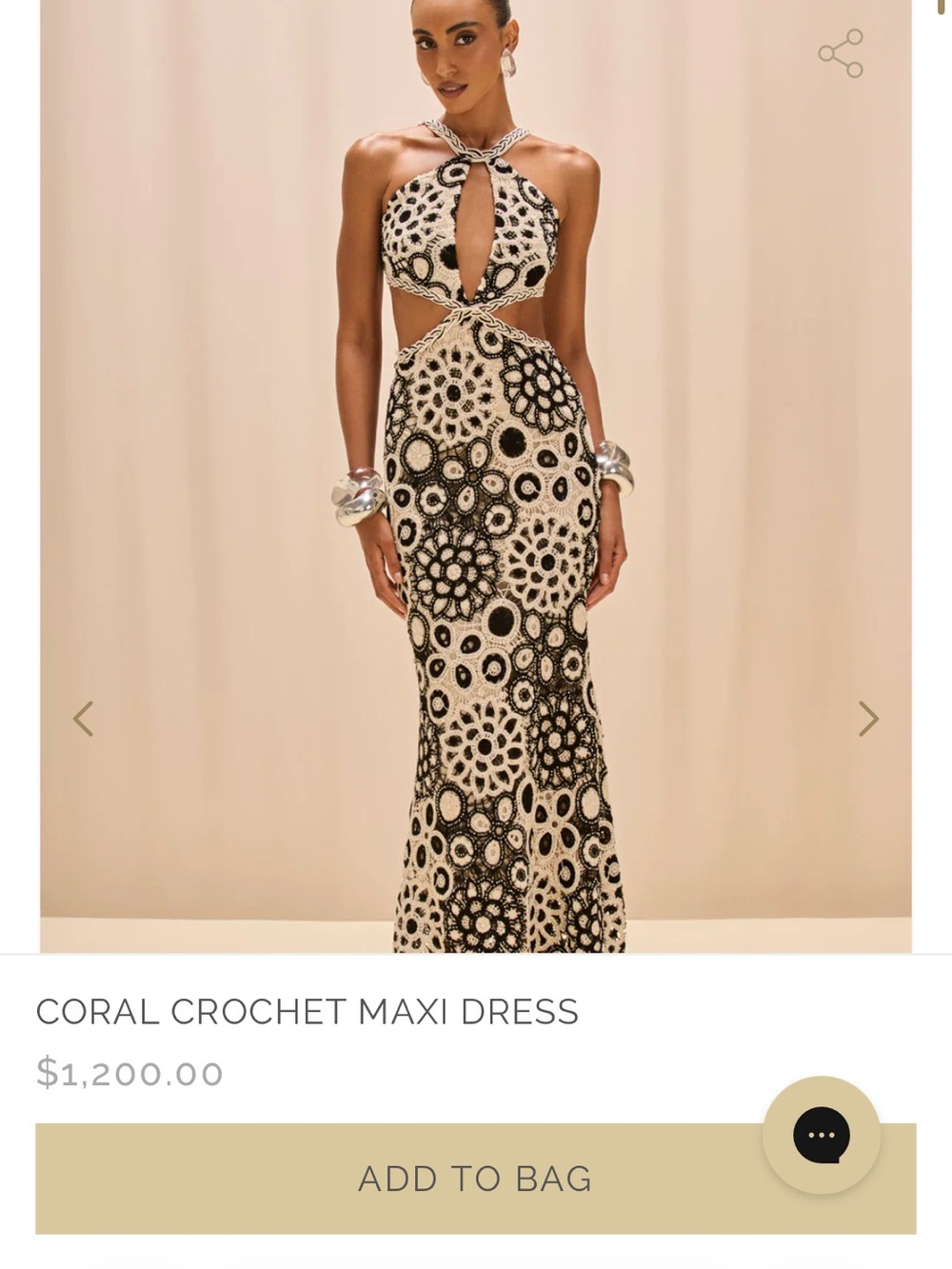 PatBO Black and Cream Crochet Cutout Maxi Dress - Picture 6 of 6